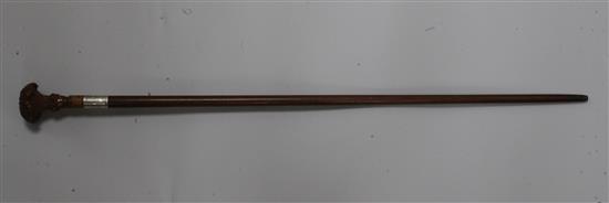A late 19th century boxwood and mahogany cane, possibly a gift from the Prince of Wales, length 33.25in.